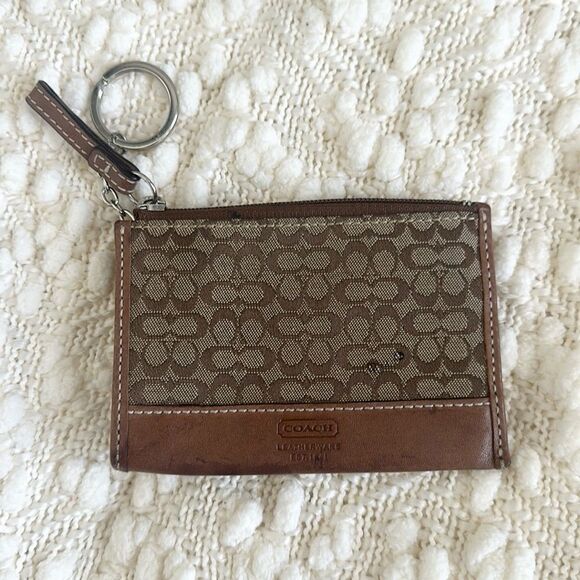 Coach Coin Purse Signature C’s Canvas & Leather Wallet - Picture 3 of 6